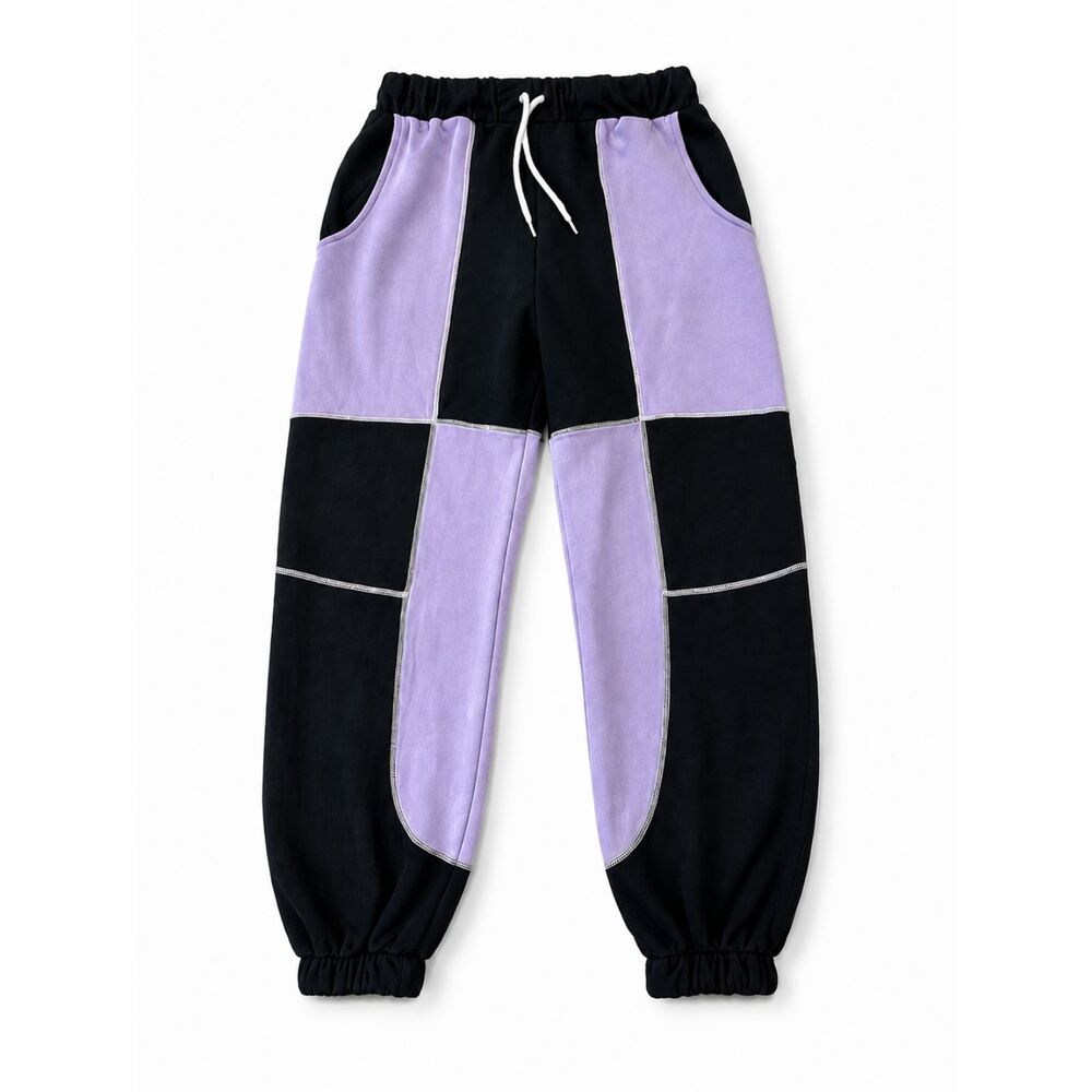 The Ragged Priest Black & Lavender Patchwork Joggers XS